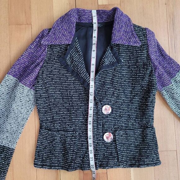 Vintage Annikki Karvinen geometric lagenlook art to wear blazer flared sleeve - Picture 11 of 16